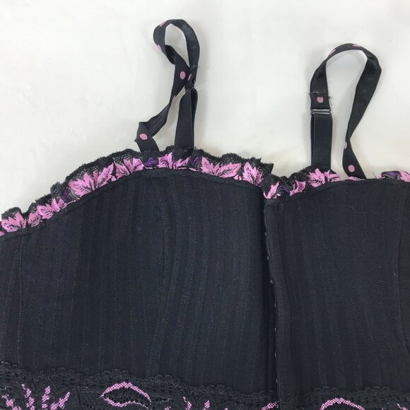 CACIQUE - WOMEN'S 18/20 - BLACK LACE-UP HOOK & EYE CORSET - Picture 2 of 6